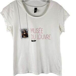Musee du Louvre Official Sz L Picture Rail Mona Lisa Tshirt White da Vinci Artsy